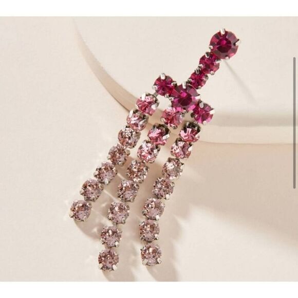 NWT~DANNIJO Long Pink Asher Dangle Earrings - Picture 2 of 6